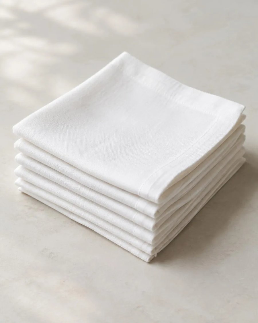 Guardanapo de Tecido Branco 200 Fios 30 x 30 — Branco